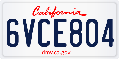 CA license plate 6VCE804