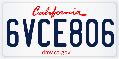 CA license plate 6VCE806