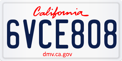 CA license plate 6VCE808
