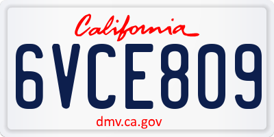 CA license plate 6VCE809