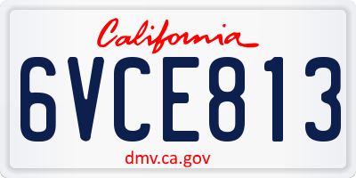 CA license plate 6VCE813