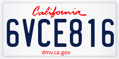 CA license plate 6VCE816