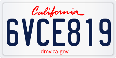 CA license plate 6VCE819