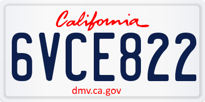 CA license plate 6VCE822