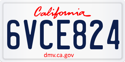 CA license plate 6VCE824