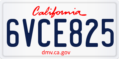 CA license plate 6VCE825