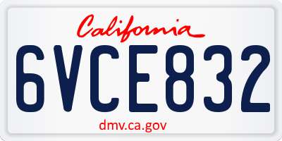 CA license plate 6VCE832