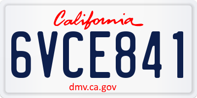 CA license plate 6VCE841
