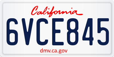 CA license plate 6VCE845