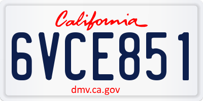 CA license plate 6VCE851
