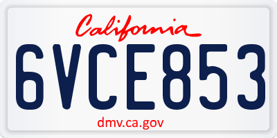 CA license plate 6VCE853