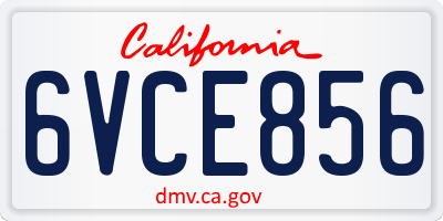 CA license plate 6VCE856