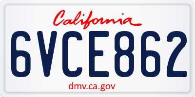 CA license plate 6VCE862