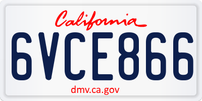 CA license plate 6VCE866