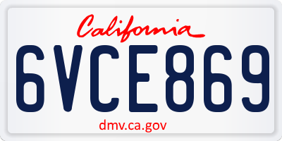 CA license plate 6VCE869
