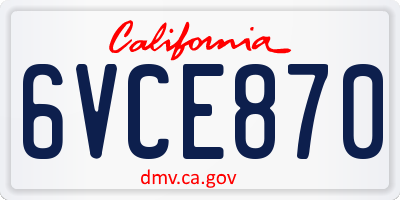 CA license plate 6VCE870