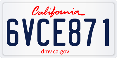 CA license plate 6VCE871