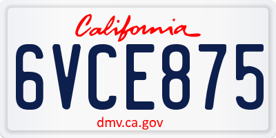 CA license plate 6VCE875
