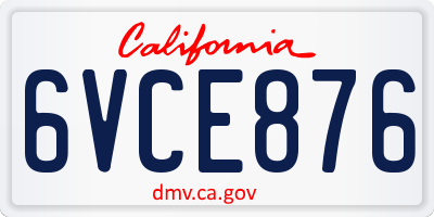 CA license plate 6VCE876
