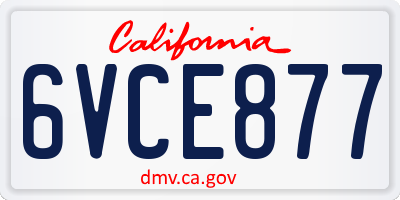 CA license plate 6VCE877