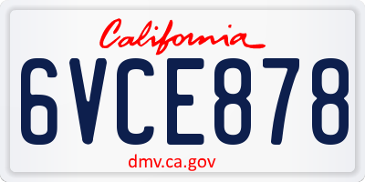 CA license plate 6VCE878