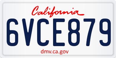 CA license plate 6VCE879