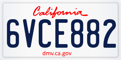 CA license plate 6VCE882