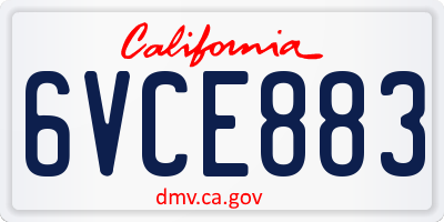 CA license plate 6VCE883