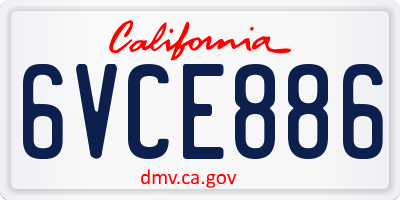 CA license plate 6VCE886