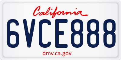 CA license plate 6VCE888