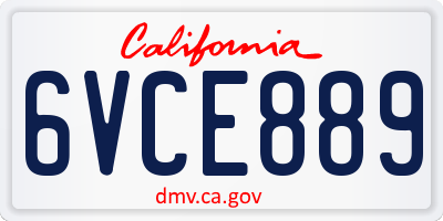 CA license plate 6VCE889
