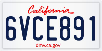 CA license plate 6VCE891