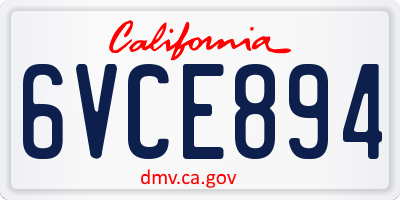 CA license plate 6VCE894