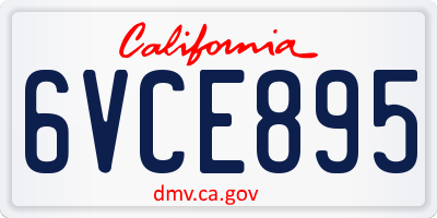 CA license plate 6VCE895