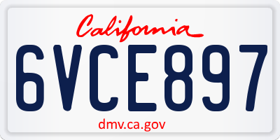 CA license plate 6VCE897
