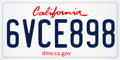 CA license plate 6VCE898