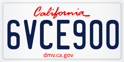 CA license plate 6VCE900