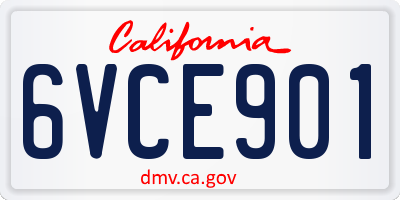 CA license plate 6VCE901