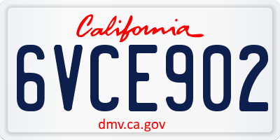 CA license plate 6VCE902