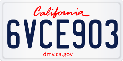 CA license plate 6VCE903