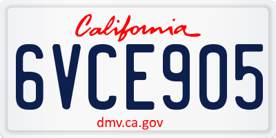 CA license plate 6VCE905