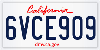 CA license plate 6VCE909