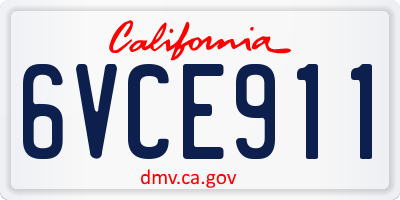 CA license plate 6VCE911