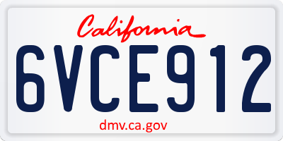 CA license plate 6VCE912