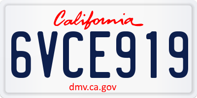 CA license plate 6VCE919
