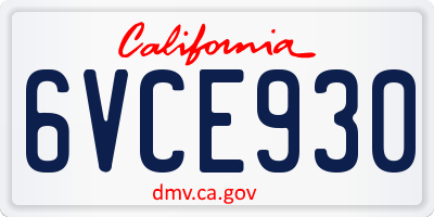CA license plate 6VCE930