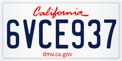 CA license plate 6VCE937