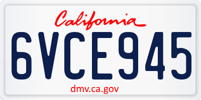 CA license plate 6VCE945