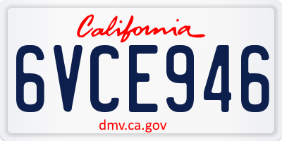 CA license plate 6VCE946