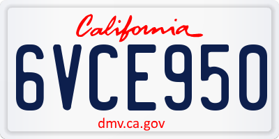 CA license plate 6VCE950